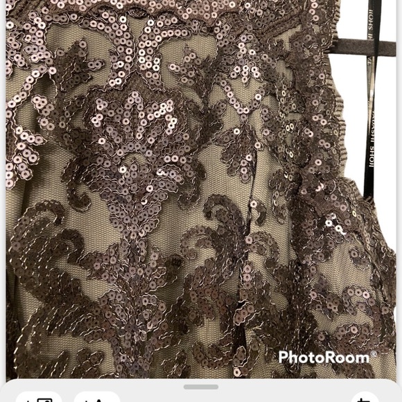 TADASHI SHOJI BERA SEQUIN EMBROIDERED DRESS Size 10 NWT Wedding Cocktail Silver - Picture 7 of 16